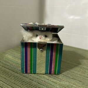 American Girl Bitty Baby Toy 1999-2001 Holiday Silver Striped Pop Up Kitten gift